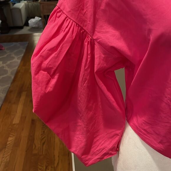 GD Golden Days Paris Pink Statement Sleeve V Neck Crop Top - Picture 5 of 7